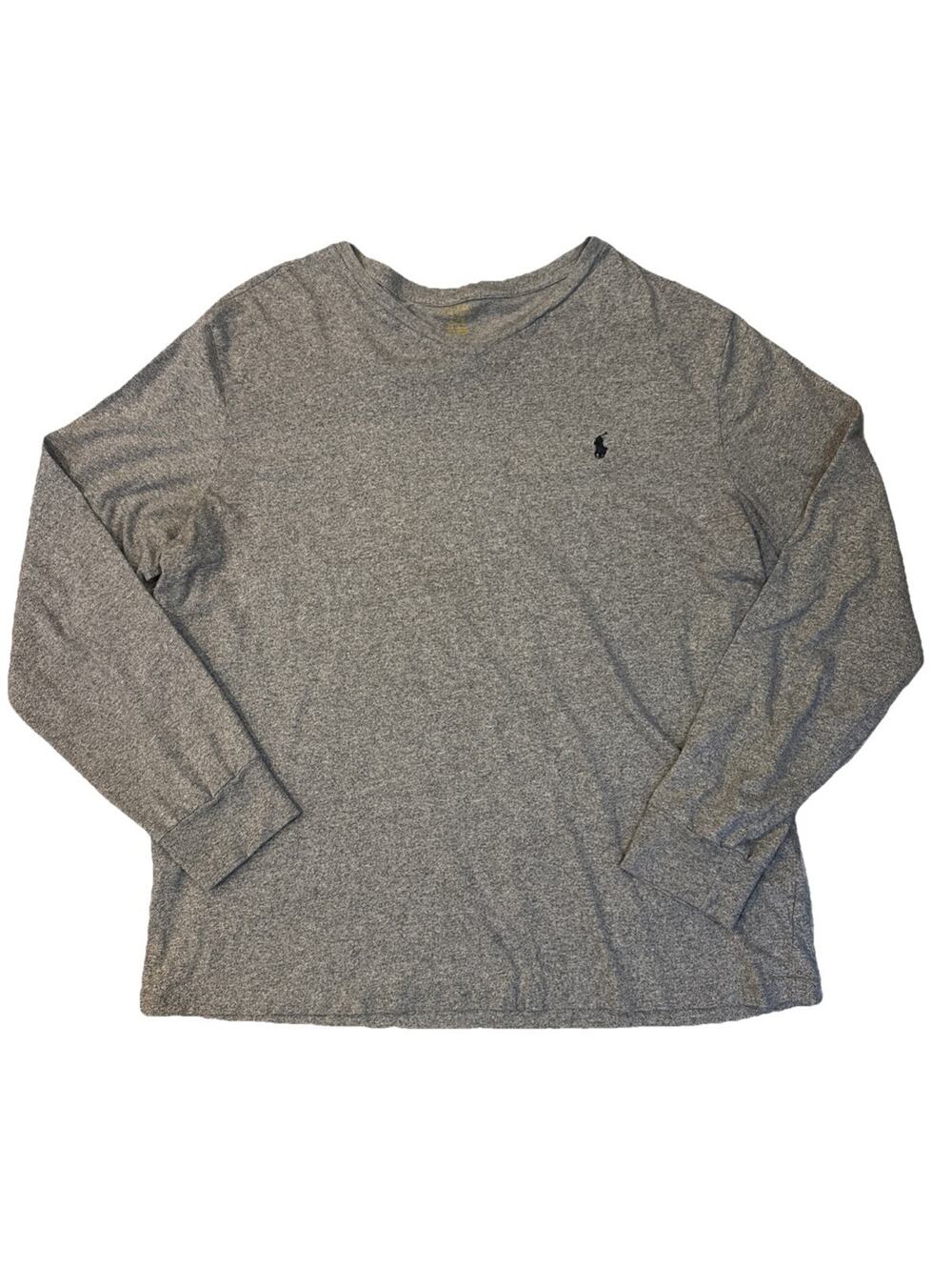 Polo Ralph Lauren Mens XL Gray Long Sleeve V Neck T Shirt Cotton Pony Logo
